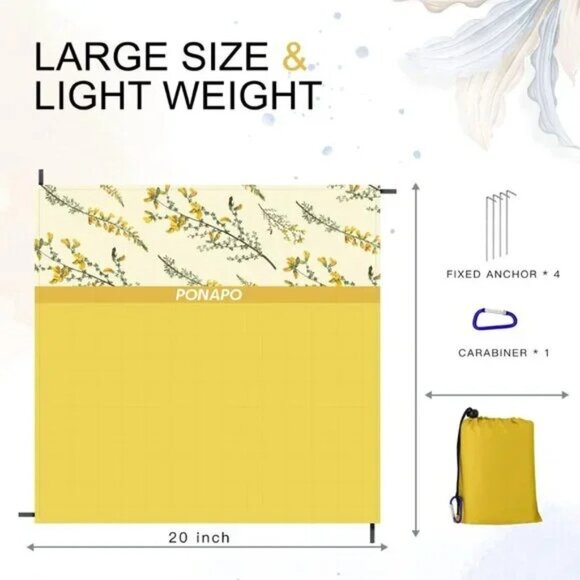 Big Beach Blanket for 1-4 adults Sandproof Waterproof 79"x79" - Picture 3 of 6